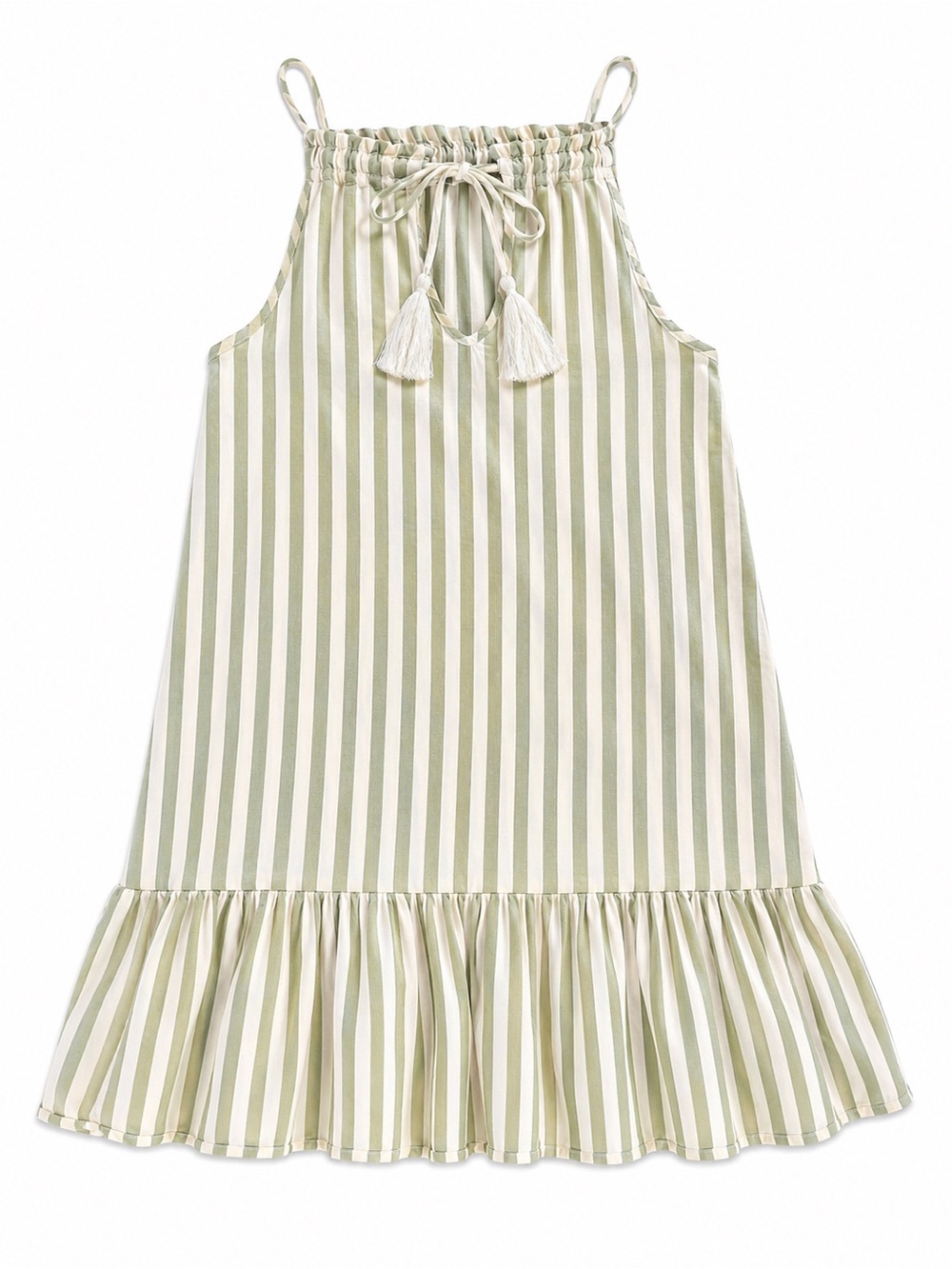 Salty Lemon Green White Striped  Sundress Size S Coastal Boho Resort